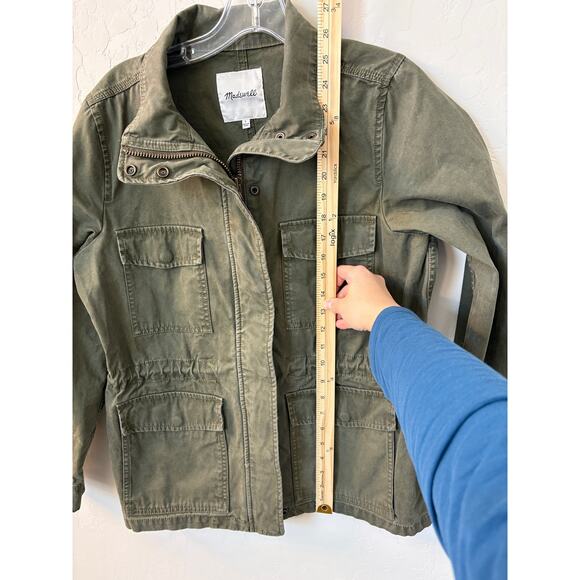 Madewell Sz S‎ Surplus Jacket Olive Green Army Utility Cinch Waist Oversized - Picture 9 of 11